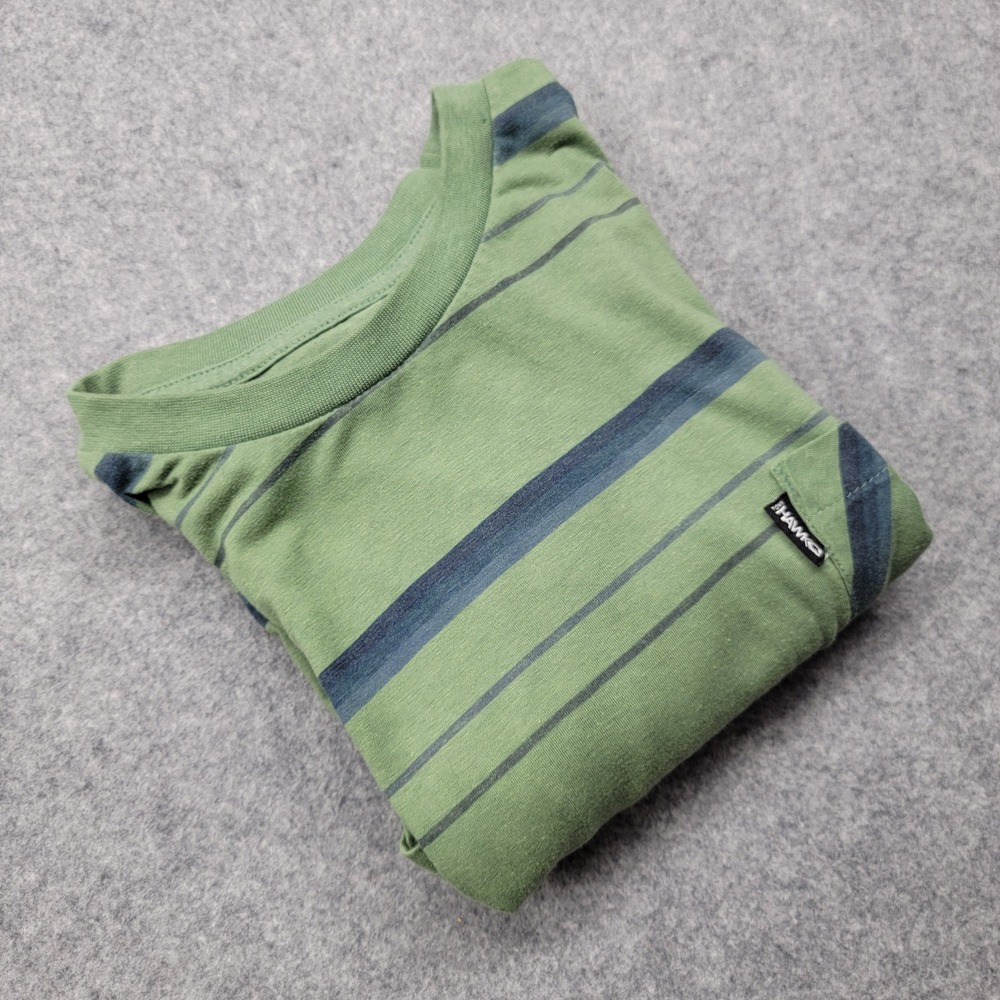 Tony Hawk Mens Large Green Blue Striped Pocket T-Shirt Skate 90s Style L